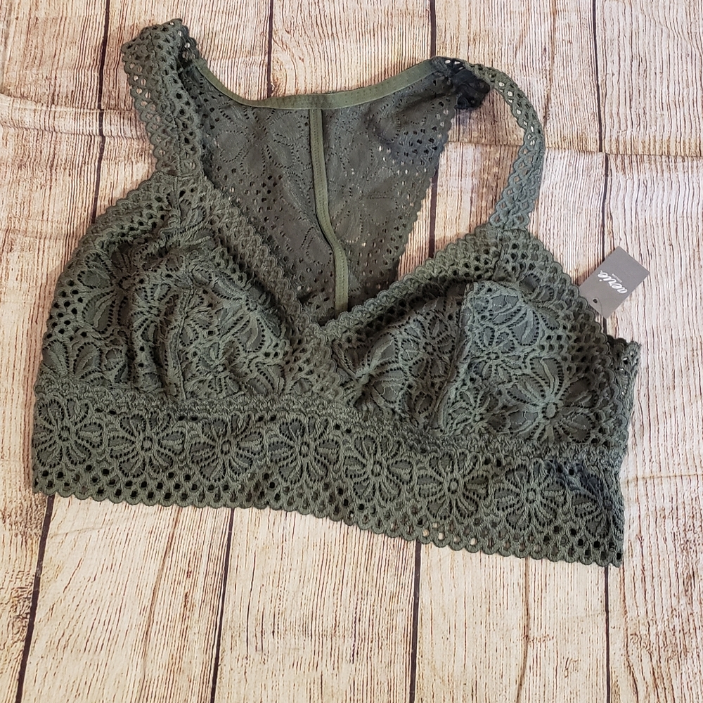 Aerie Bralette Olive Green Lace